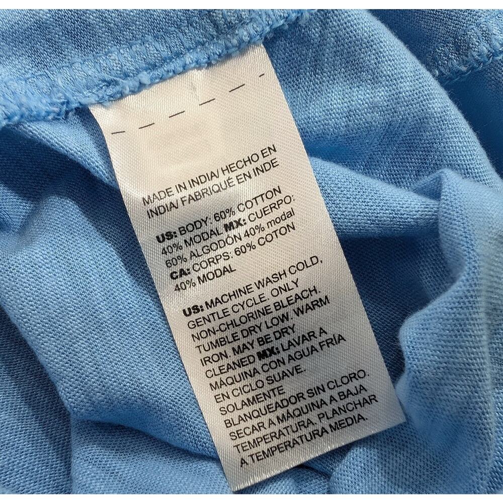Chico's Top Light Blue Slub Cotton Blend Henley V-Neck Misses Size 2 L - Picture 6 of 6